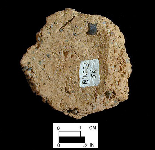 Dames Quarter interior surface of base sherd from Nassawango, site 18WO23/5K.